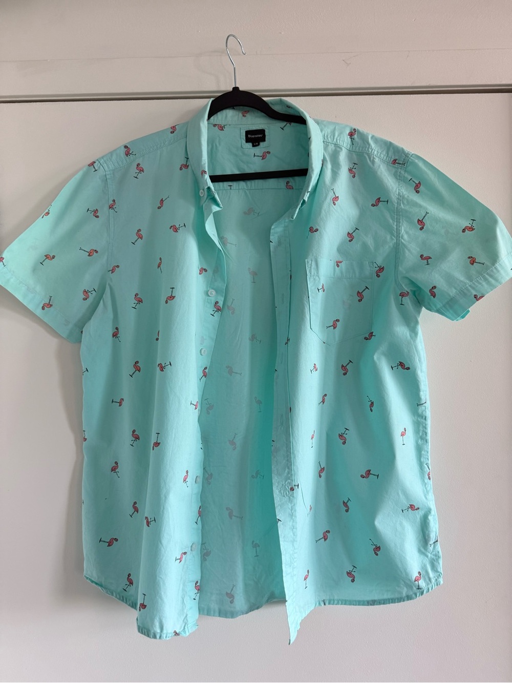 Bluenotes Mint Short-Sleeve Flamingo Print Button-Down Shirt